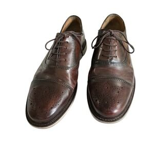 Belvedere Lampard Brown Leather Cap Toe Oxford Dress‎ Shoes Brogue Mens